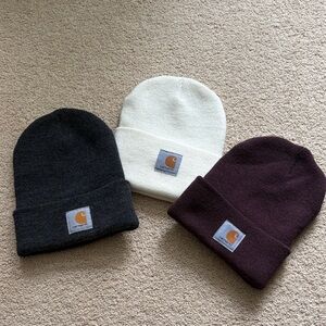Carhartt Beanie Trio - Grey, Cream, Brown